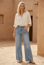 Load image into Gallery viewer, ADJUSTABLE WAISTBAND HIGH RISE BAGGY WIDE JEANS