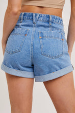 Load image into Gallery viewer, Bluivy - WESTERN POCKET ROLLED HEM DENIM SHORTS
