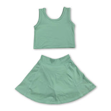 Load image into Gallery viewer, Maroon sleeveless top skirt kids girls active wear set
