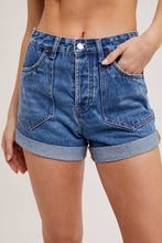 Load image into Gallery viewer, Bluivy - WESTERN POCKET ROLLED HEM DENIM SHORTS
